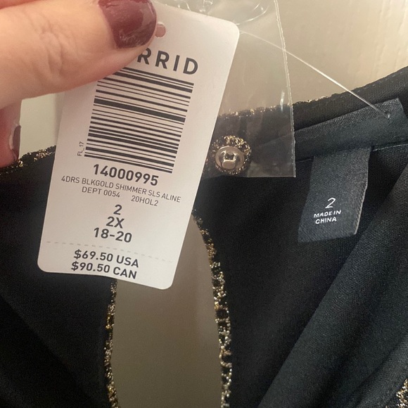 New black and gold shimmer Torrid dress with pockets size 2 - Picture 6 of 6